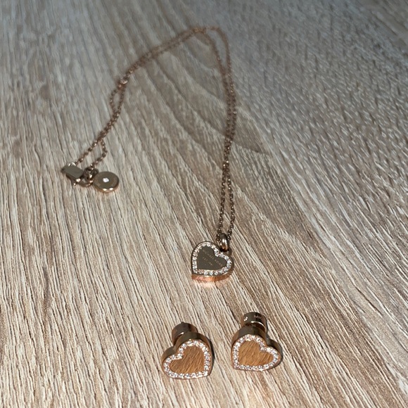 Michael Kors heart earrings and necklace